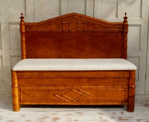 Antique Faux Bamboo Hall Bench
