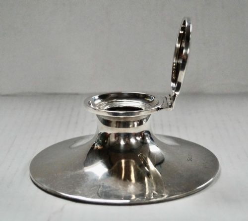 Antique Solid Silver Capstan Inkwell Birmingham 