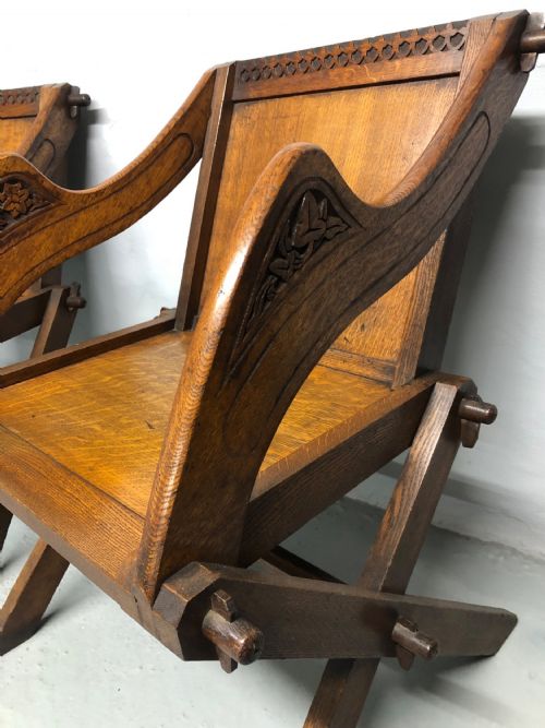 PAIR OF OAK GLASTONBURY ARM CHAIRS - ADDITIONAL PHOTO 1