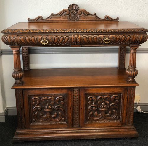 carved oak sideboard server - CATEGORY: ANTIQUE SIDEBOARDS - DATED 19TH CENTURY