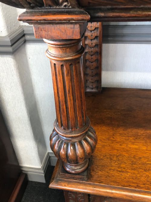 CARVED OAK SIDEBOARD SERVER - ADDITIONAL PHOTO 2
