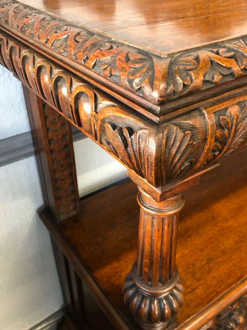 CARVED OAK SIDEBOARD SERVER - ADDITIONAL PHOTO 3