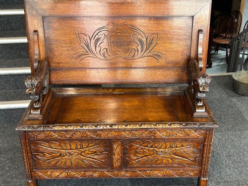 oak monks bench - CATEGORY: ANTIQUE FURNITURE - DATED 1900