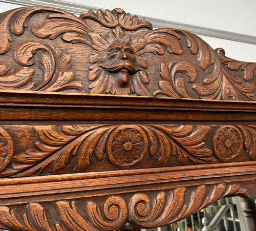 CARVED OAK MIRROR BACK SIDEBOARD - ADDITIONAL PHOTO 8