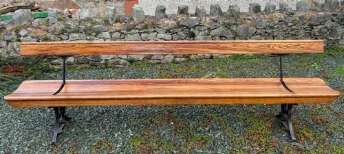 pitch pine railway bench - CATEGORY: ANTIQUE FURNITURE - DATED 1900