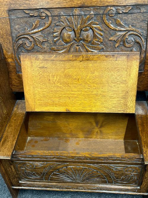 ANTIQUE OAK MONKS BENCH - ADDITIONAL PHOTO 10