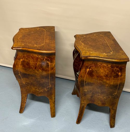 PAIR OF WALNUT FRENCH BOMBE SIDE CABINETS - ADDITIONAL PHOTO 6