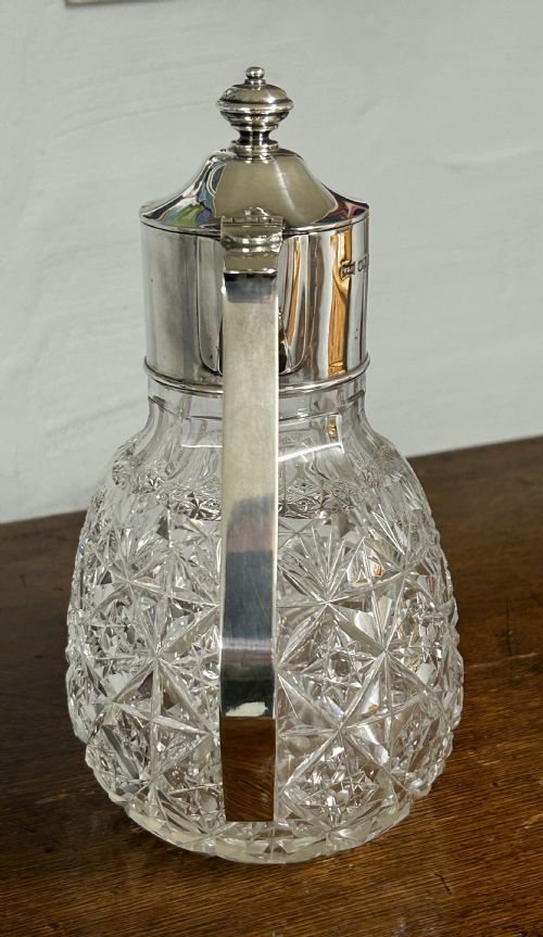 CUT GLASS SILVER CLARET JUG - ADDITIONAL PHOTO 2