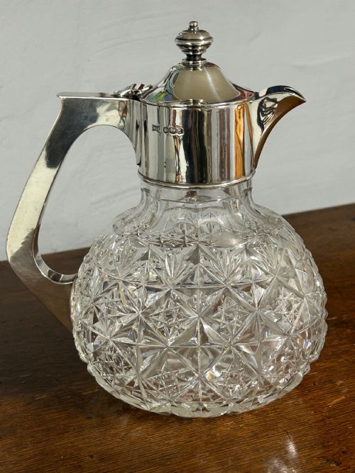 CUT GLASS SILVER CLARET JUG - ADDITIONAL PHOTO 1