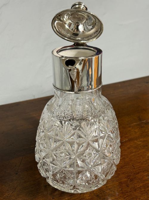 CUT GLASS SILVER CLARET JUG - ADDITIONAL PHOTO 3