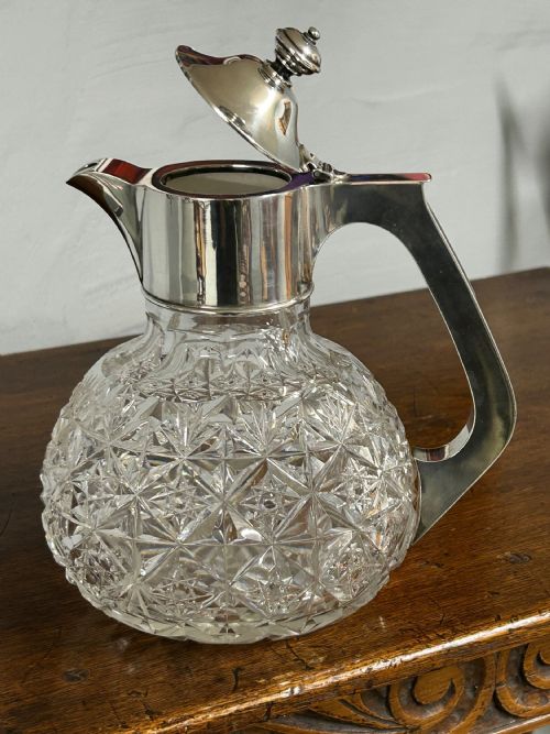 CUT GLASS SILVER CLARET JUG - ADDITIONAL PHOTO 4