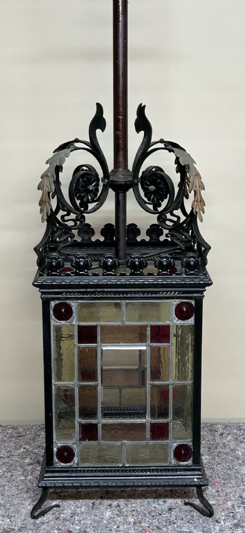 VICTORIAN STAINED GLASS HALL LANTERN - ADDITIONAL PHOTO 2
