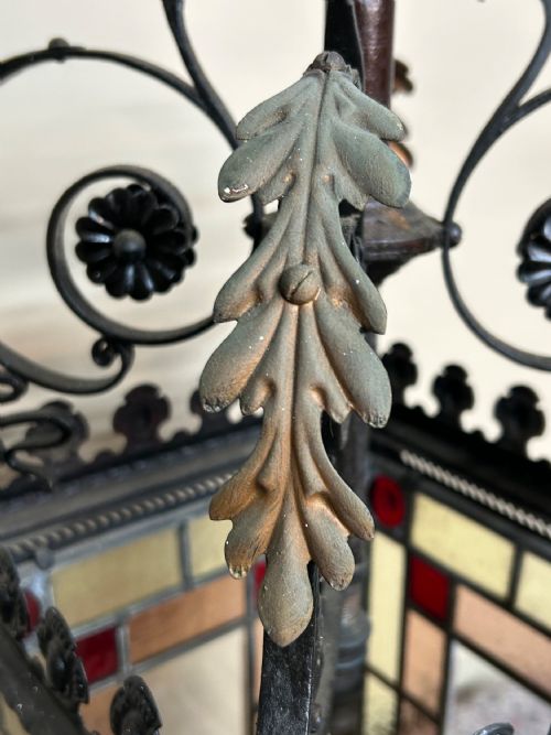 VICTORIAN STAINED GLASS HALL LANTERN - ADDITIONAL PHOTO 7