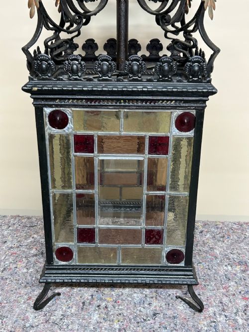 VICTORIAN STAINED GLASS HALL LANTERN - ADDITIONAL PHOTO 9