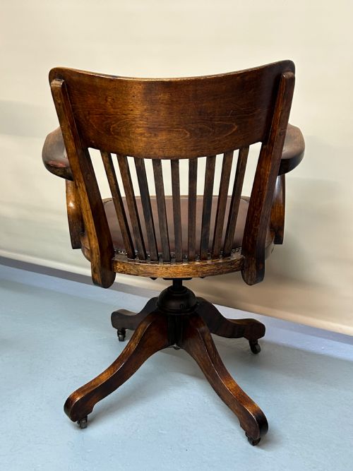 EDWARDIAN OAK OFFICE CHAIR - ADDITIONAL PHOTO 2