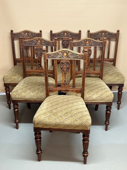 set of 6 oak edwardian dining chairs - CATEGORY: ANTIQUE CHAIRS - DATED EDWARDIAN