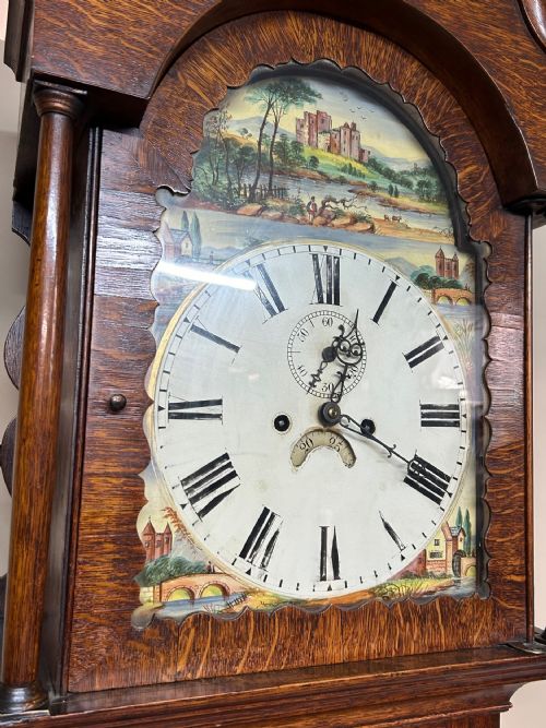 OAK LONG CASE GRANDFATHER CLOCK - ADDITIONAL PHOTO 1