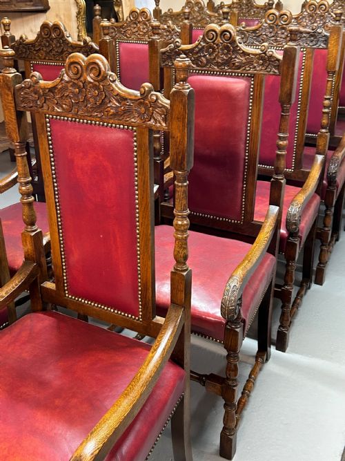 SET OF 10 OAK DINING CHAIRS - ADDITIONAL PHOTO 1