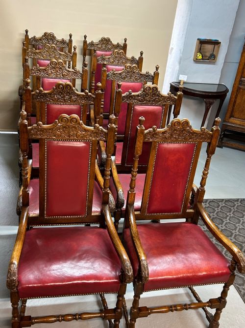set of 10 oak dining chairs - CATEGORY: ANTIQUE CHAIRS - DATED 1910