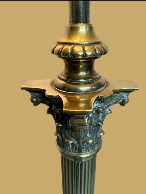 VICTORIAN BRASS CORINTHIAN COLUMN FLOOR LAMP - ADDITIONAL PHOTO 3