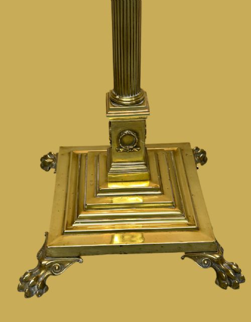 VICTORIAN BRASS CORINTHIAN COLUMN FLOOR LAMP - ADDITIONAL PHOTO 5