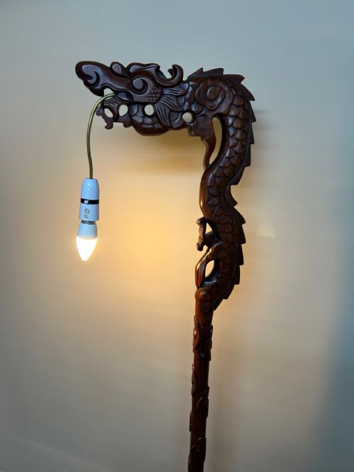 CARVED CHINESE DRAGON FLOOR LAMP - ADDITIONAL PHOTO 4