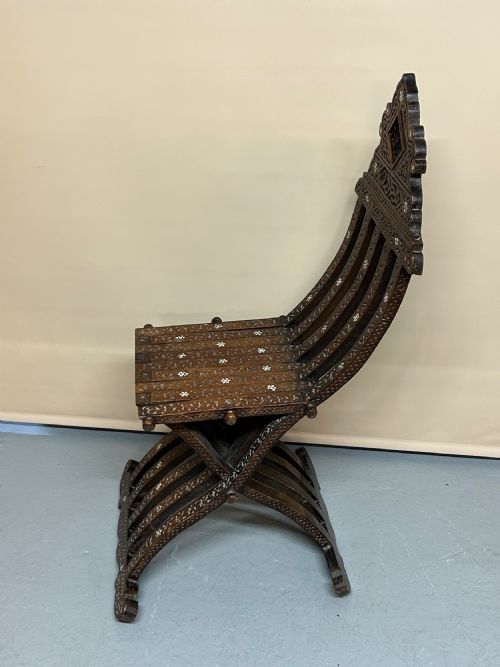 SYRIAN FOLDING INLAID CHAIR WITH MOTHER OF PEARL - ADDITIONAL PHOTO 1