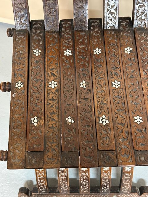 SYRIAN FOLDING INLAID CHAIR WITH MOTHER OF PEARL - ADDITIONAL PHOTO 4