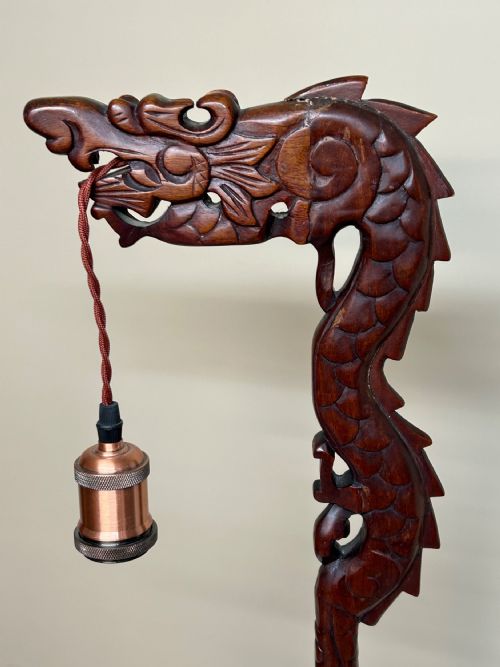 CHINESE CARVED DRAGON TABLE LAMP - ADDITIONAL PHOTO 2