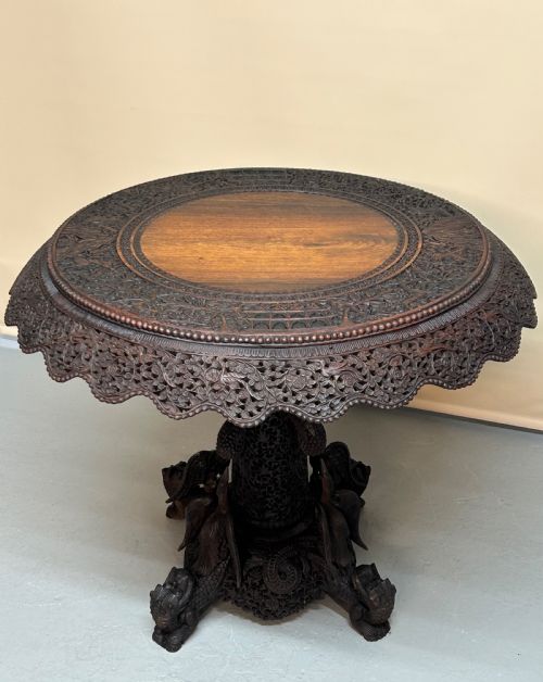 BURMESE ANGLO INDIAN CARVED SIDE TABLE - ADDITIONAL PHOTO 2
