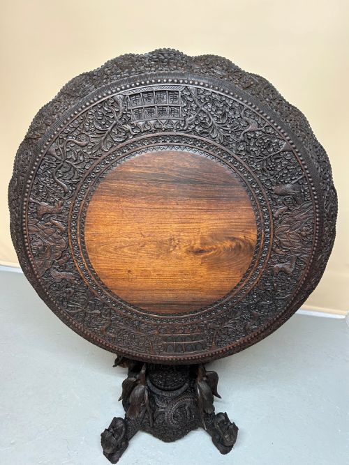 BURMESE ANGLO INDIAN CARVED SIDE TABLE - ADDITIONAL PHOTO 1