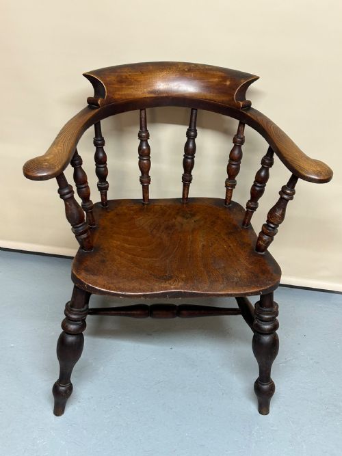 smokers bow captain chair - CATEGORY: ANTIQUE CHAIRS - DATED 19TH CENTURY