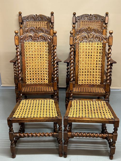 SET OF 6 BERGERE BACK AND SEAT DINING CHAIRS