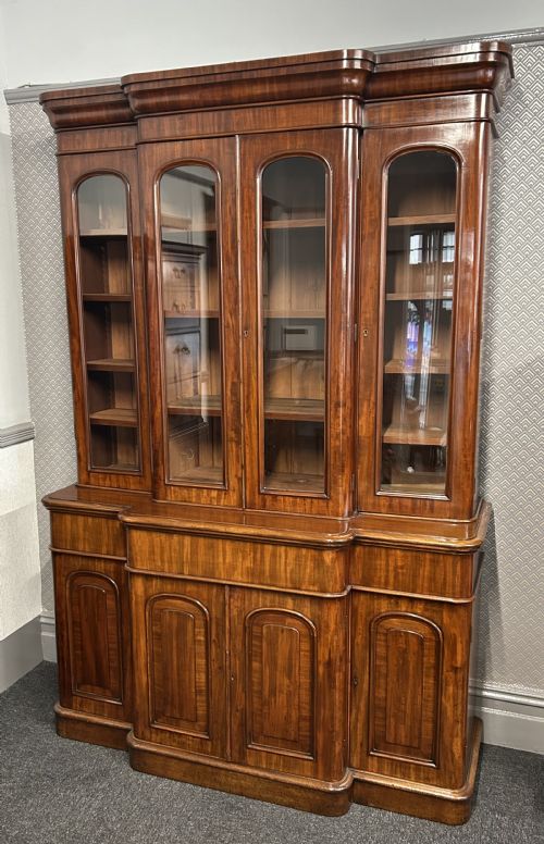 mahogany victorian 4 door breakfront bookcase - CATEGORY: ANTIQUE BOOKCASES - DATED VICTORIAN