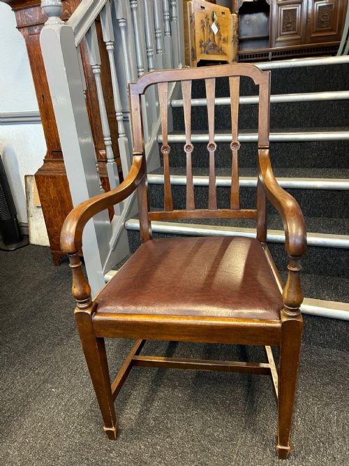 MAHOGANY SHERATON REVIVAL ELBOW CHAIR - ADDITIONAL PHOTO 1