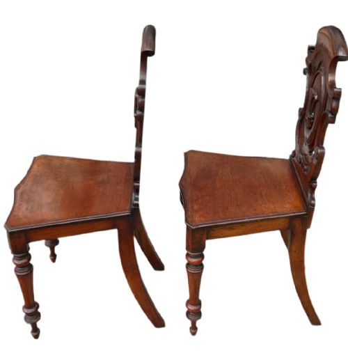 PAIR OF VICTORIAN MAHOGANY HALL CHAIRS - ADDITIONAL PHOTO 1