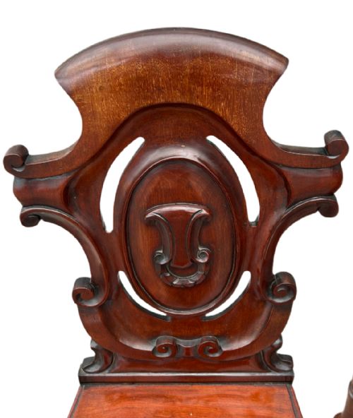 PAIR OF VICTORIAN MAHOGANY HALL CHAIRS - ADDITIONAL PHOTO 3