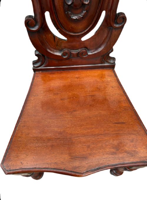 PAIR OF VICTORIAN MAHOGANY HALL CHAIRS - ADDITIONAL PHOTO 4