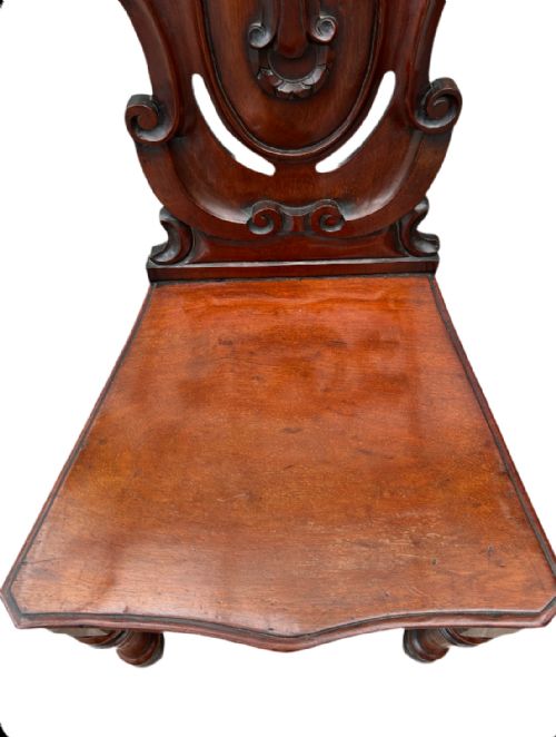 PAIR OF VICTORIAN MAHOGANY HALL CHAIRS - ADDITIONAL PHOTO 5