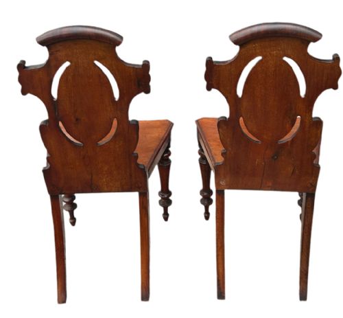 PAIR OF VICTORIAN MAHOGANY HALL CHAIRS - ADDITIONAL PHOTO 6