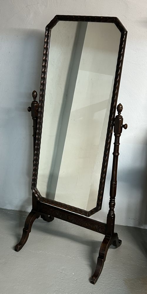 WARING AND GILLOW OAK FRAMED CHEVAL MIRROR - ADDITIONAL PHOTO 1