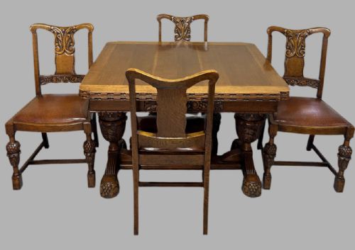 ANTIQUE OAK DRAW LEAF TABLE AND 4 CHAIRS - ADDITIONAL PHOTO 2