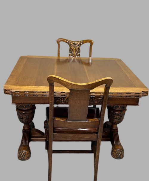 ANTIQUE OAK DRAW LEAF TABLE AND 4 CHAIRS - ADDITIONAL PHOTO 4