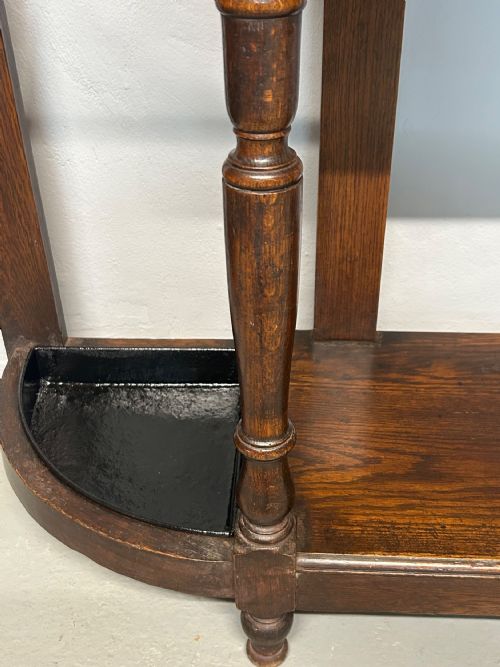 OAK ART NOUVEAU HALL COATHAT STAND - ADDITIONAL PHOTO 2