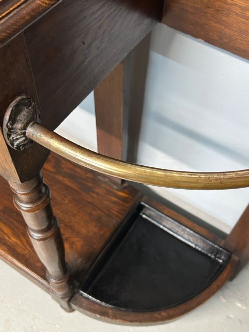 OAK ART NOUVEAU HALL COATHAT STAND - ADDITIONAL PHOTO 5
