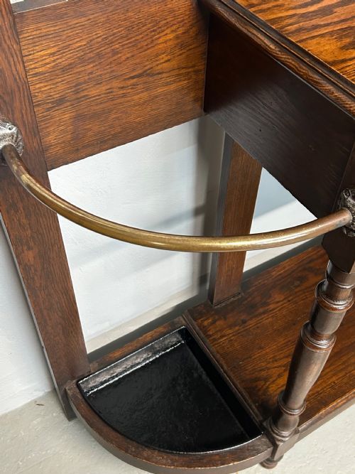 OAK ART NOUVEAU HALL COATHAT STAND - ADDITIONAL PHOTO 6