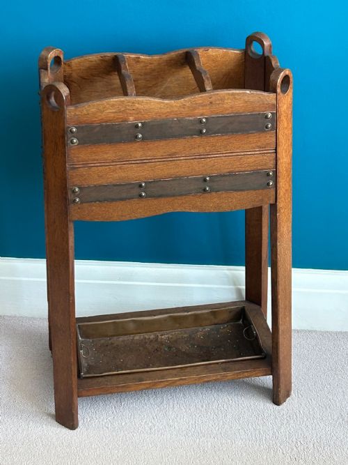 ARTS AND CRAFTS OAK STICK STAND - ADDITIONAL PHOTO 2