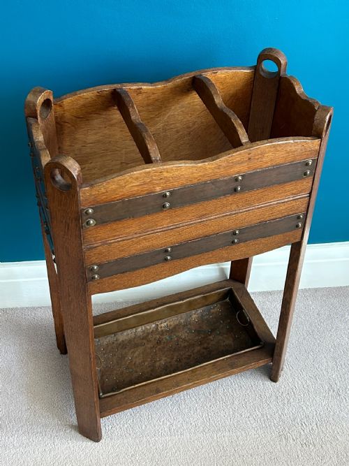 ARTS AND CRAFTS OAK STICK STAND - ADDITIONAL PHOTO 3