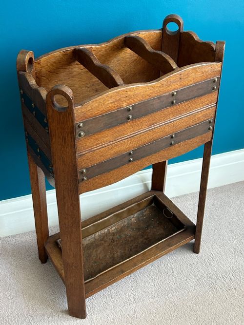 ARTS AND CRAFTS OAK STICK STAND - ADDITIONAL PHOTO 6