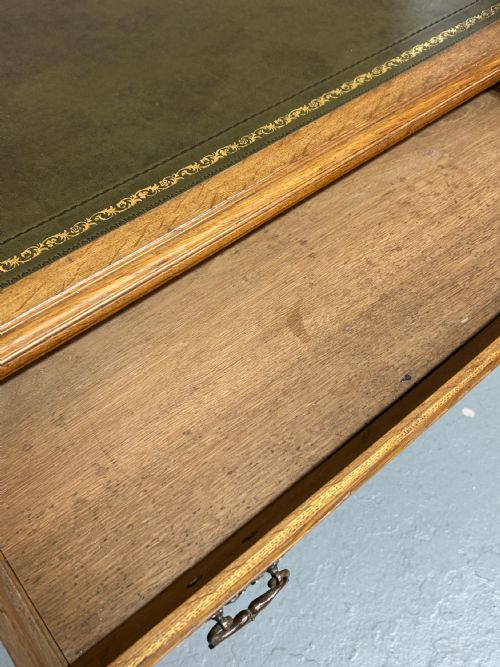 19TH CENTURY OAK WRITING DESK BY LAMB OF MANCHESTER - ADDITIONAL PHOTO 9